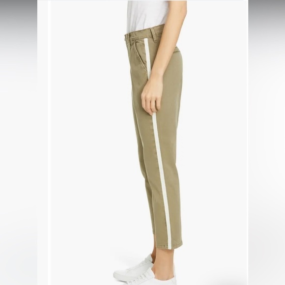 FRAME Le Beau Duo Tape Chino Pants Army Green Washed Old White Women’s 27 - Picture 2 of 11